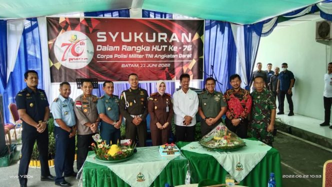 
 Komandan Lanal Batam : Selamat Memperingati HUT Ke-76 Corps Polisi Militer TNI AD