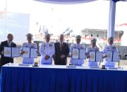 DANLANTAMAL III JAKARTA HADIRI ACARA SERAH TERIMA KAPAL, PERESMIAN DAN PENGUKUHAN KOMANDAN KRI HAMPALA-880 DAN KRI LUMBA-LUMBA-881