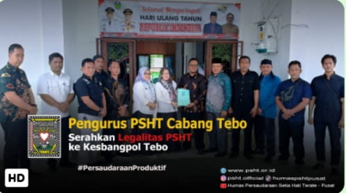 Badan Kesbangpol Tebo Terima Legalitas Keberadaan Organisasi PSHT