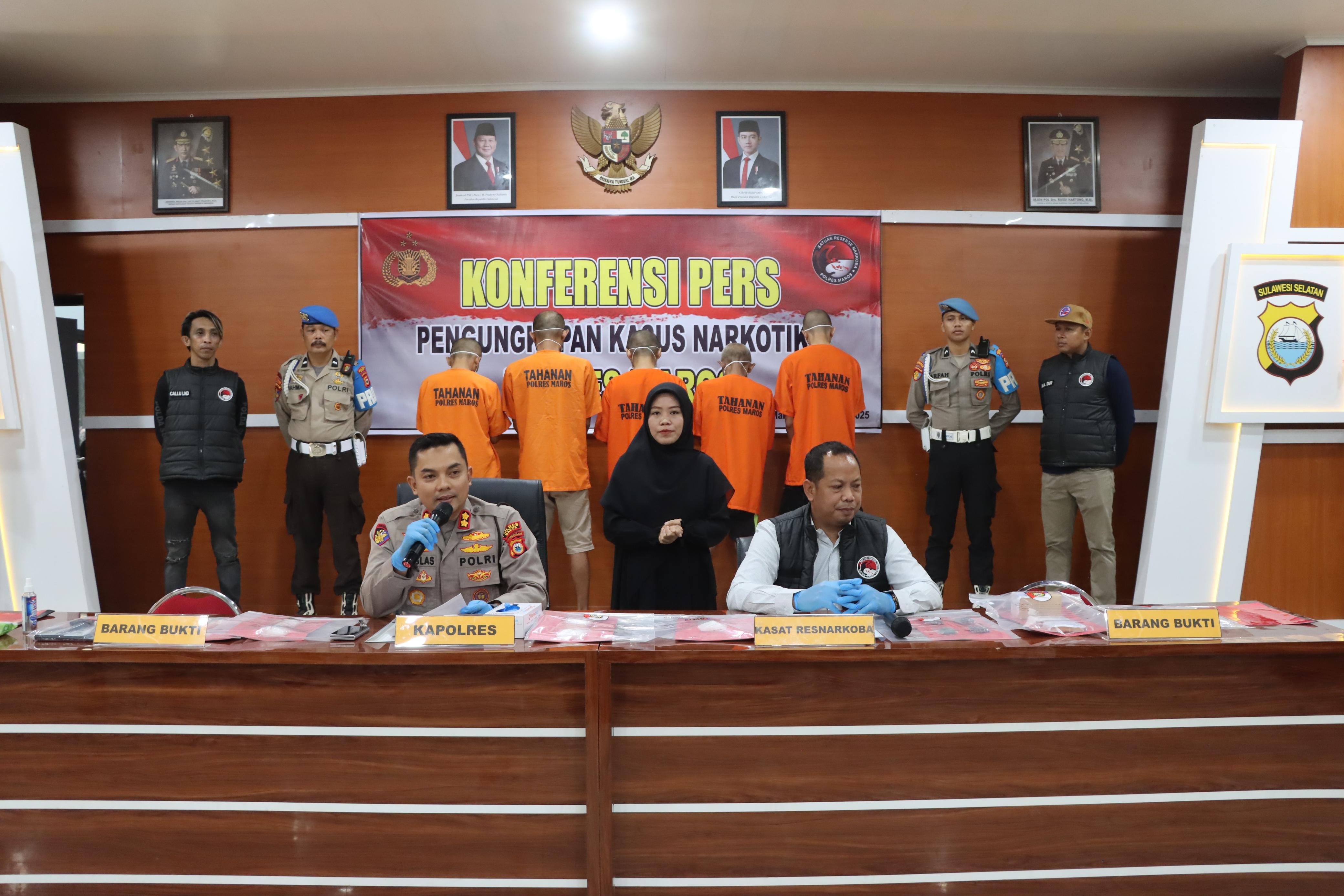 Sat Narkoba Polres Maros Tangkap Dua Jaringan Pemasok Narkoba Lintas Wilayah, Sabu Senilai Ratusan Juta Disita Polisi