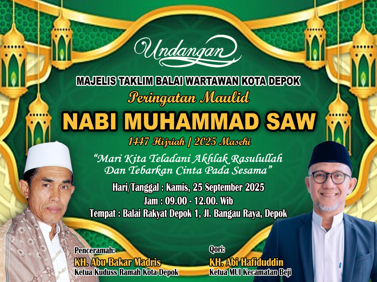Maulid Nabi 1447 H di MT Balai Wartawan Depok, Teladani Akhlak Rosul dan Cinta Sesama