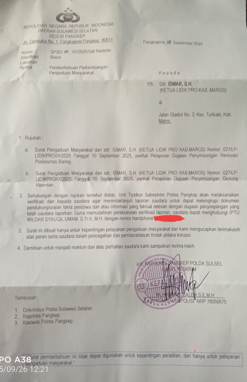 Lidik Pro Apresiasi Gerak Cepat Polres Pangkep Tindaklanjuti Dugaan Penyimpangan Proyek