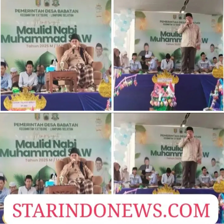 Ribuan Jama’ah Hadiri Maulid Nabi Muhammad Saw yang Di Gelar Pemerintah Desa Babatan Kecamatan katibung kabupaten Lampung Selatan.