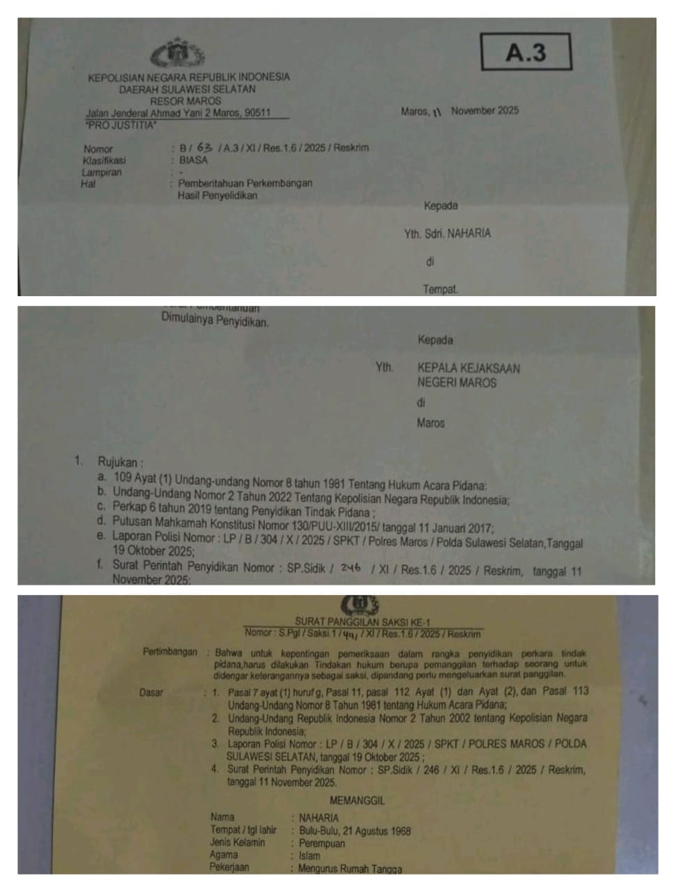 Polres Maros Resmi Naikkan Kasus Dugaan Penganiayaan Naharia ke Tahap Penyidikan, LIDIK PRO Desak Penahanan Terlapor