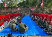 Jembatan Bailey Desa Meriah Jaya Selesai, TNI dan Warga Gelar Peusijuek Sebagai Wujud Syukur
